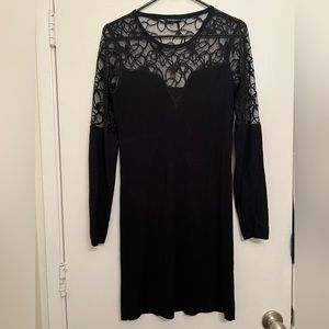 Yuka Black Knit Mesh Dress